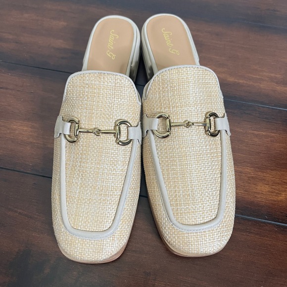 Saint G Sylvie Straw Espadrille Square Toe Mules Horsebit Women US 11 EU 41 New - Picture 3 of 11